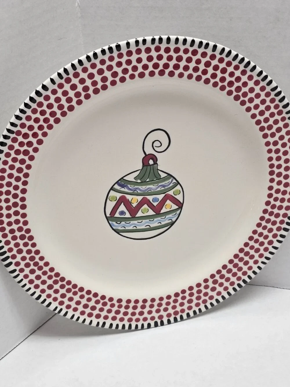 1 Caffco Simply Christmas Ornament Holiday Polka Dots Plate 9” M Bagwell Rare #2